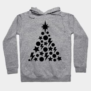 Black Christmas Tree, Stars and Lightning Hoodie